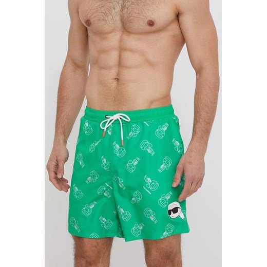 Karl Lagerfeld szorty kąpielowe kolor zielony ze sklepu ANSWEAR.com w kategorii Kąpielówki - zdjęcie 171046608