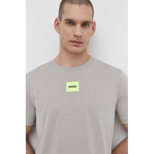 HUGO t-shirt bawełniany męski kolor szary z aplikacją 50447978 ze sklepu ANSWEAR.com w kategorii T-shirty męskie - zdjęcie 171046679