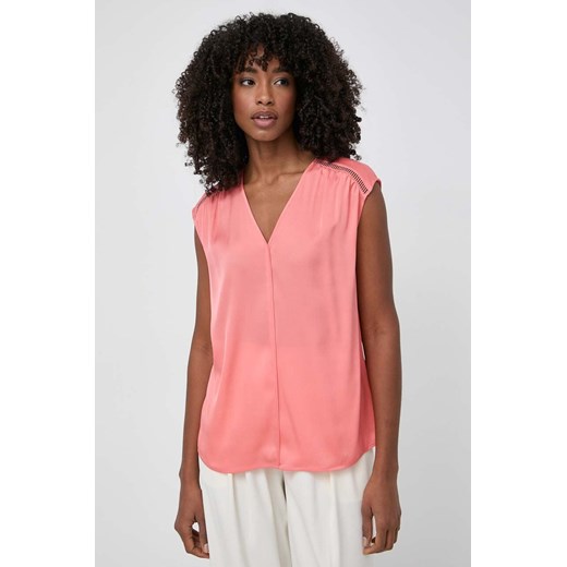 BOSS bluzka jedwabna kolor fioletowy gładka 50514360 ze sklepu ANSWEAR.com w kategorii Bluzki damskie - zdjęcie 171046688