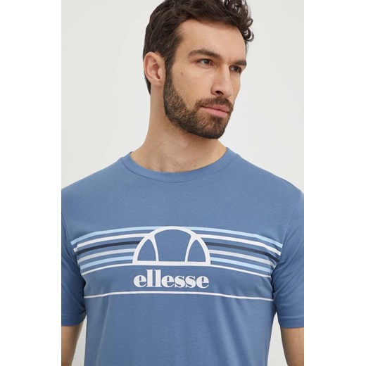 Ellesse t-shirt bawełniany Lentamente T-Shirt męski kolor niebieski z nadrukiem SHV11918 ze sklepu ANSWEAR.com w kategorii T-shirty męskie - zdjęcie 171046918