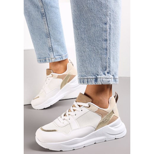 Białe Sneakersy na Platformie przed Kostkę Imunasa Renee 39 renee.pl okazyjna cena