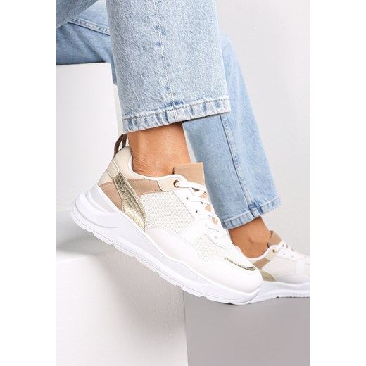 Białe Sneakersy na Platformie przed Kostkę Imunasa Renee 39 promocyjna cena renee.pl