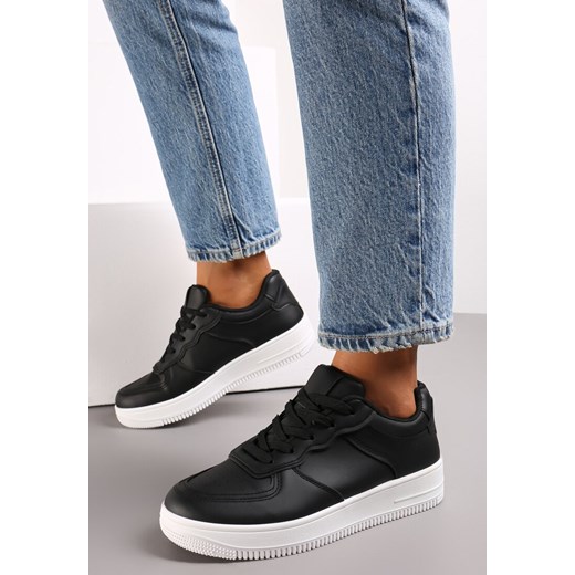 Czarno-Białe Sneakersy Sznurowane na Grubej Podeszwie Taleith ze sklepu renee.pl w kategorii Buty sportowe damskie - zdjęcie 171083065