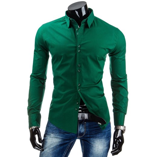 Koszula z długim rękawem (dx0790) - Zielony dstreet  bawełna