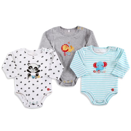 Cool Club, Body z długim rękawem 3-pack, Fisher Price, rozmiar 98 - Spodnie, spódnice, sukienki - 2 sztuka 70% taniej! smyk-com Spodnie