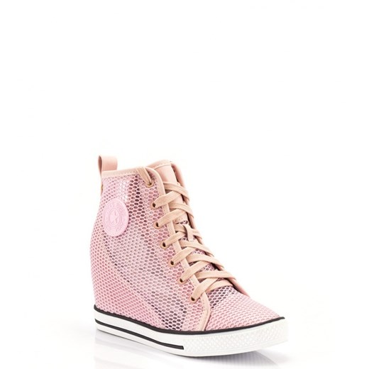 Różowe Sneakersy Pink Sneakers Giovanna born2be-pl  na obcasie