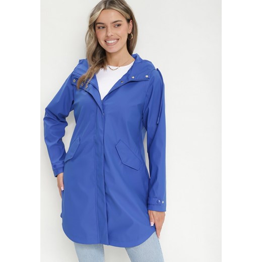 Kurtka damska niebieska Born2be z kapturem casualowa długa 