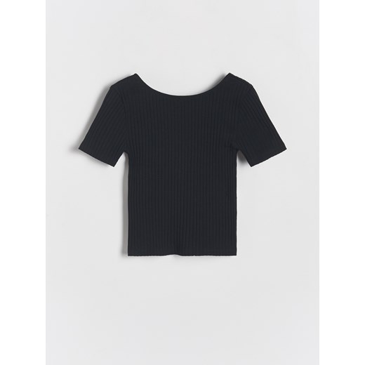 Reserved - Prążkowany t-shirt - czarny Reserved 164 (13 lat) Reserved
