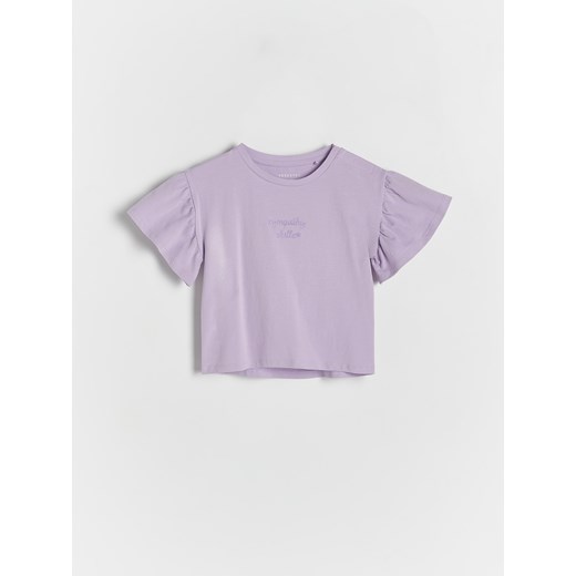 Reserved - T-shirt z bufiastymi rękawami - lawendowy ze sklepu Reserved w kategorii Koszulki niemowlęce - zdjęcie 171148607