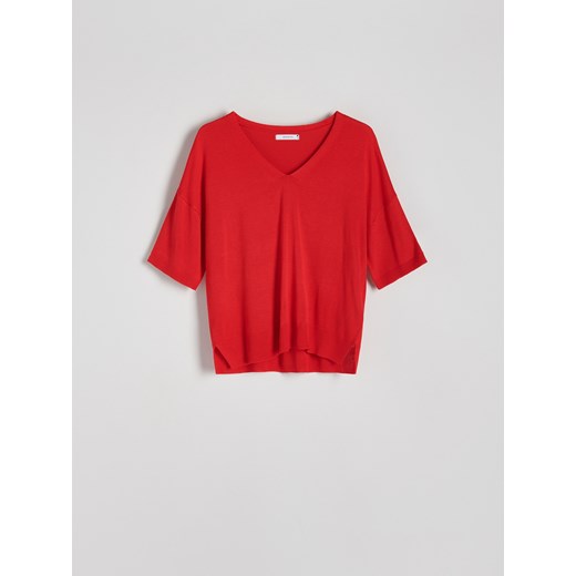 Reserved - Bluzka z wiskozą - czerwony ze sklepu Reserved w kategorii Bluzki damskie - zdjęcie 171150575