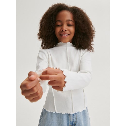 Reserved - Bluzka w prążki - złamana biel ze sklepu Reserved w kategorii Bluzki dziewczęce - zdjęcie 171150839