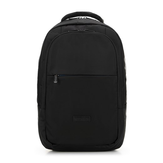 Męski plecak na laptopa 15.6” zaokrągloną klapą i kieszenią zewnętrzną czarny ze sklepu WITTCHEN w kategorii Plecaki - zdjęcie 171150938