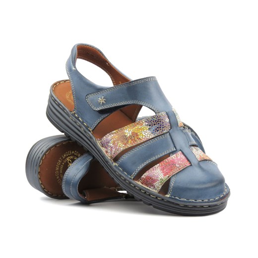 Wygodne sandały damskie skórzane - Waldi 0734, niebieskie ze sklepu ulubioneobuwie w kategorii Sandały damskie - zdjęcie 171152018