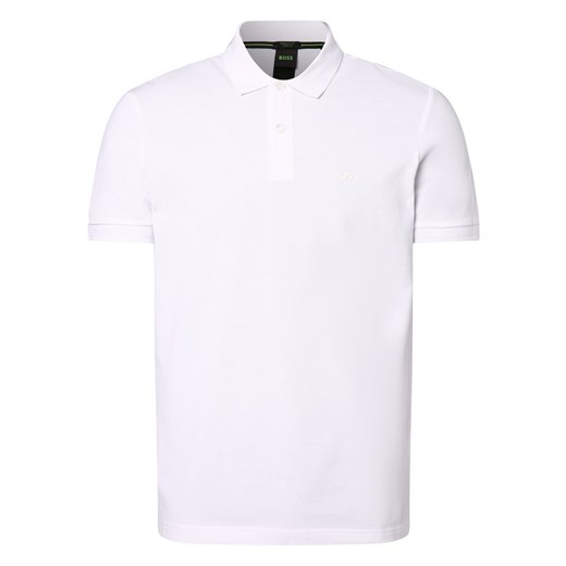 BOSS Green Męska koszulka polo - Pio 1 Mężczyźni Bawełna biały jednolity ze sklepu vangraaf w kategorii T-shirty męskie - zdjęcie 171152088