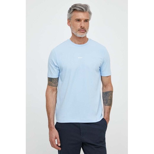 BOSS t-shirt BOSS ORANGE męski kolor niebieski gładki 50473278 ze sklepu ANSWEAR.com w kategorii T-shirty męskie - zdjęcie 171152347