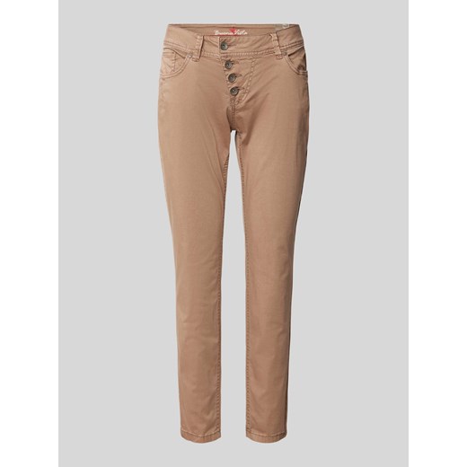 Spodnie o kroju slim fit z asymetryczną listwą guzikową model ‘Malibu’ ze sklepu Peek&Cloppenburg  w kategorii Spodnie damskie - zdjęcie 171153636