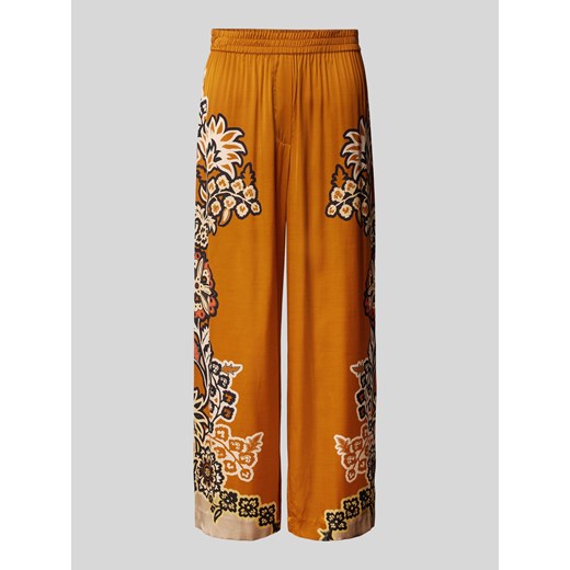 Spodnie materiałowe z szerokimi nogawkami i kwiatowym nadrukiem ze sklepu Peek&Cloppenburg  w kategorii Spodnie damskie - zdjęcie 171154089