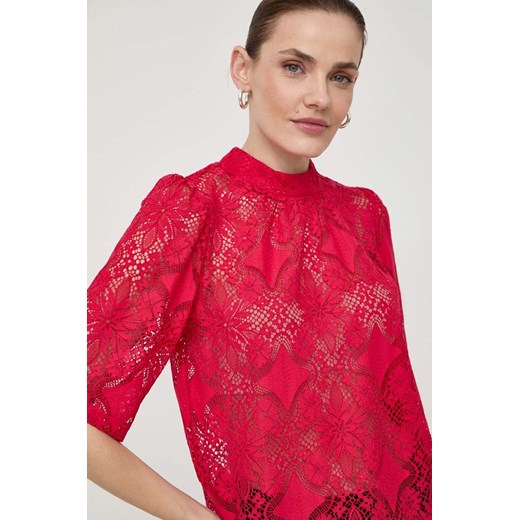 Morgan bluzka damska kolor czerwony gładka ze sklepu ANSWEAR.com w kategorii Bluzki damskie - zdjęcie 171160385