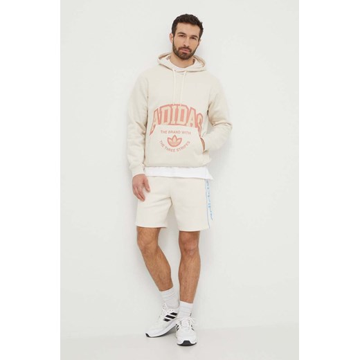 adidas Originals bluza męska kolor beżowy z kapturem z nadrukiem IS0239 ze sklepu ANSWEAR.com w kategorii Bluzy męskie - zdjęcie 171160446