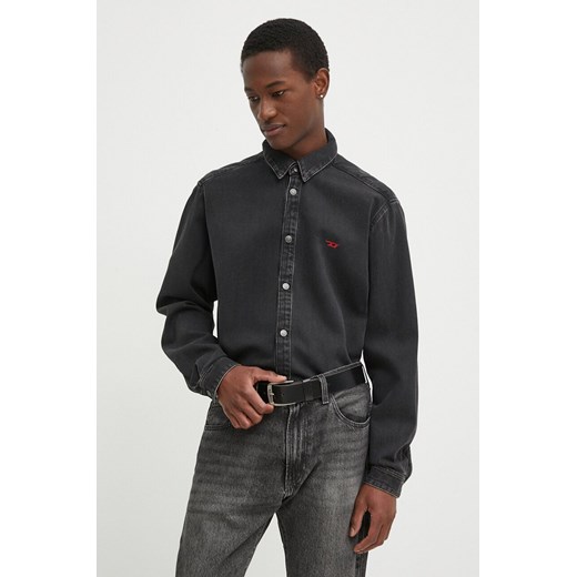 Diesel koszula jeansowa D-SIMPLY CAMICIA męska kolor czarny regular z kołnierzykiem klasycznym A03534.068KE ze sklepu ANSWEAR.com w kategorii Koszule męskie - zdjęcie 171160575