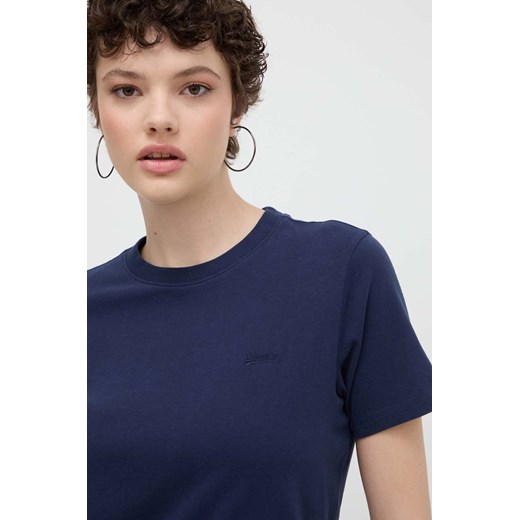 Superdry t-shirt bawełniany damski kolor granatowy ze sklepu ANSWEAR.com w kategorii Bluzki damskie - zdjęcie 171162375