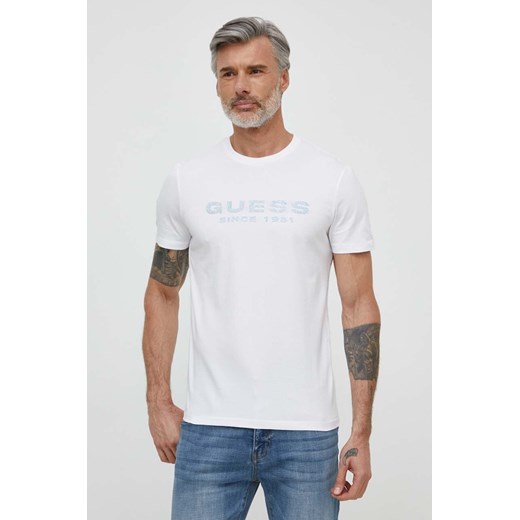 Guess t-shirt męski kolor biały z nadrukiem M4GI61 J1314 ze sklepu ANSWEAR.com w kategorii T-shirty męskie - zdjęcie 171162447