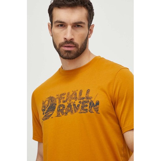 Fjallraven t-shirt Lush Logo T-shirt męski kolor żółty z nadrukiem F12600219 ze sklepu ANSWEAR.com w kategorii T-shirty męskie - zdjęcie 171162596