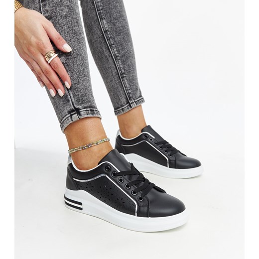 Czarne sneakersy ażurowe z brokatem Zorka ze sklepu gemre w kategorii Buty sportowe damskie - zdjęcie 171164885
