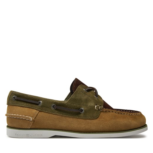 Mokasyny Tommy Hilfiger Th Boat Shoe Core C Block Suede FM0FM04630 Mash Green MSD ze sklepu eobuwie.pl w kategorii Mokasyny męskie - zdjęcie 171168315