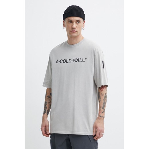 A-COLD-WALL* t-shirt bawełniany Overdye Logo T-Shirt męski kolor szary z nadrukiem ACWMTS186 ze sklepu ANSWEAR.com w kategorii T-shirty męskie - zdjęcie 171172446