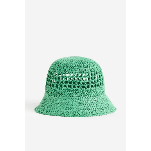 H & M - Słomkowy kapelusz o wyglądzie szydełkowej robótki - Zielony H & M 104 H&M