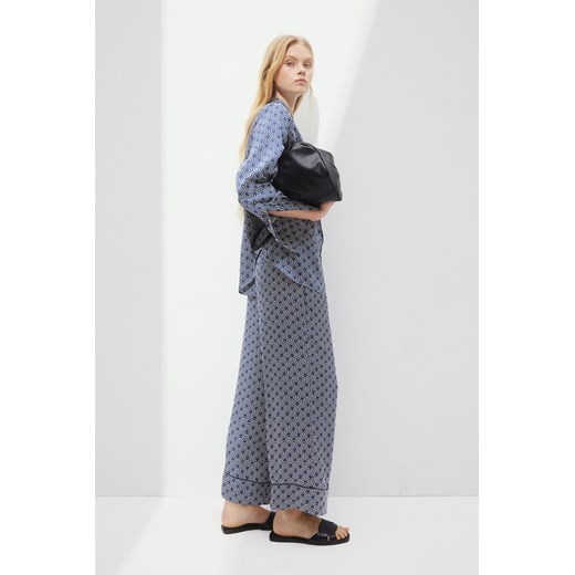 H & M - Satynowe spodnie bez zapięcia - Niebieski ze sklepu H&M w kategorii Spodnie damskie - zdjęcie 171174725