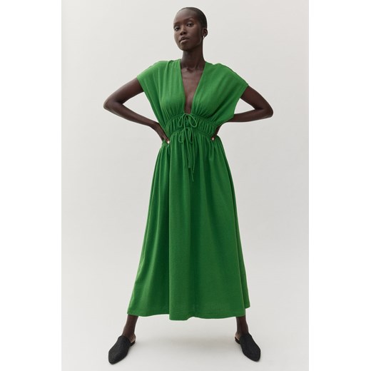 Zielona sukienka H & M maxi z krótkim rękawem casual 