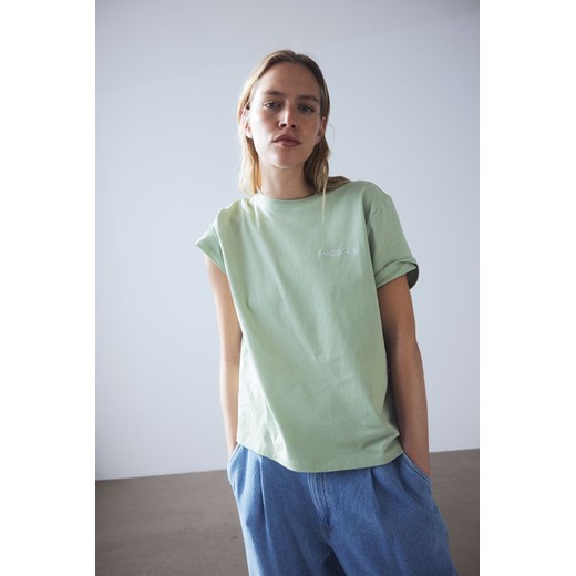 H & M - Bawełniany T-shirt - Zielony ze sklepu H&M w kategorii Bluzki damskie - zdjęcie 171174945