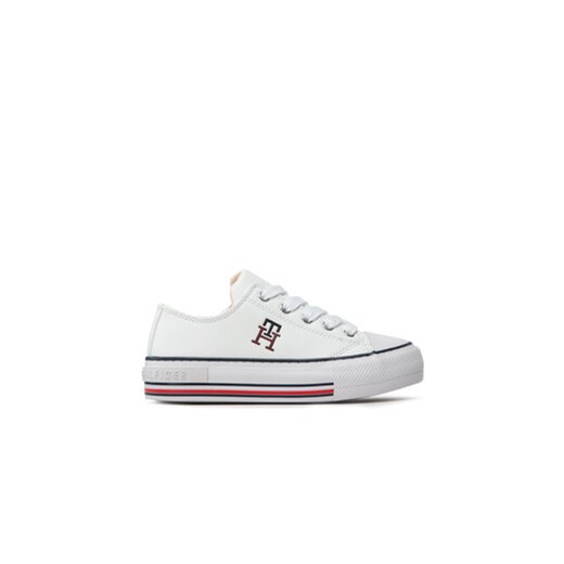 Tommy Hilfiger Trampki Low Cut Lace Up Sneaker T3A9-32287-1355 M Biały ze sklepu MODIVO w kategorii Trampki dziecięce - zdjęcie 171177828