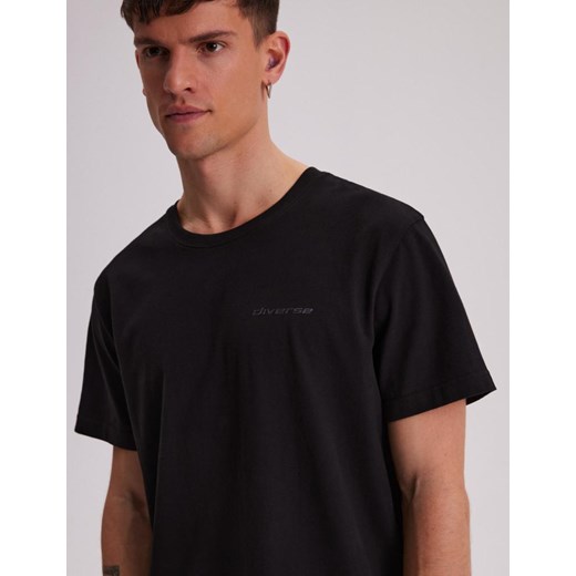 T-shirt męski Diverse czarny z krótkim rękawem casual 