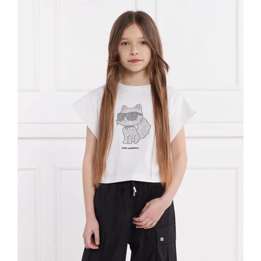 Bluzka dziewczęca Karl Lagerfeld na lato w nadruki bawełniana 