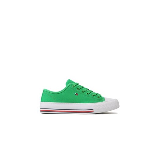Tommy Hilfiger Trampki Low Cut Lace-Up Sneaker T3A9-32677-0890 Zielony ze sklepu MODIVO w kategorii Trampki damskie - zdjęcie 171181169