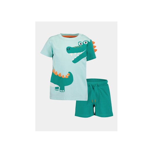Blue Seven Komplet t-shirt i spodenki 939022 X Zielony Regular Fit ze sklepu MODIVO w kategorii Komplety chłopięce - zdjęcie 171182738