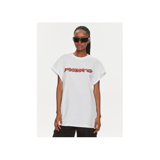 Pinko T-Shirt 103138 A1P7 Biały Relaxed Fit ze sklepu MODIVO w kategorii Bluzki damskie - zdjęcie 171182769