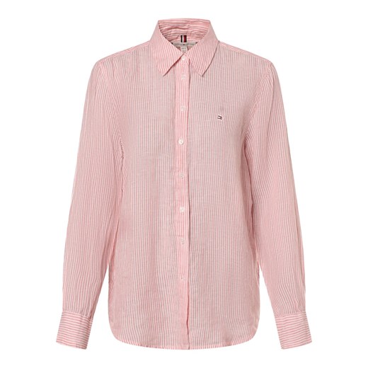 Tommy Hilfiger Lniana bluzka damska Kobiety len różowy w paski ze sklepu vangraaf w kategorii Koszule damskie - zdjęcie 171184145
