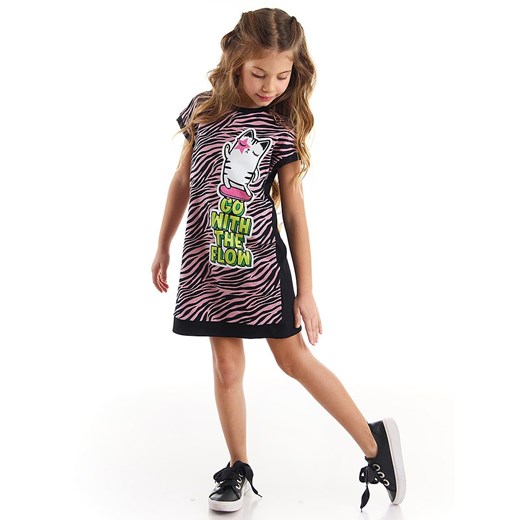 Denokids Sukienka "Skater Cat" w kolorze czarno-jasnoróżowym Denokids 128 wyprzedaż Limango Polska
