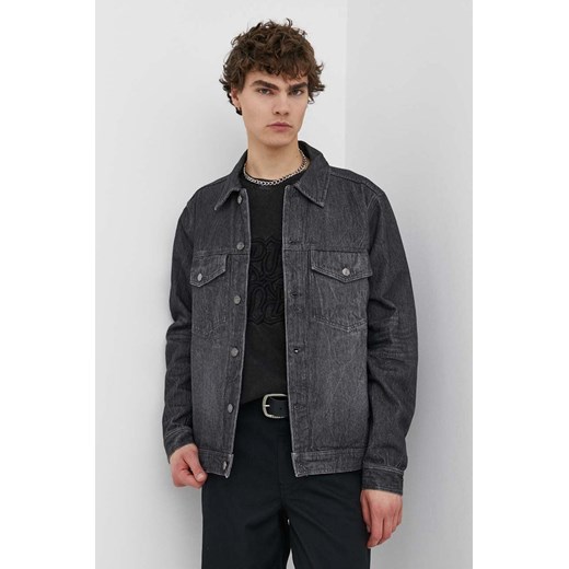 Wood Wood kurtka jeansowa Ivan Denim męska kolor czarny przejściowa 12315107.7051 ze sklepu ANSWEAR.com w kategorii Kurtki męskie - zdjęcie 171185397