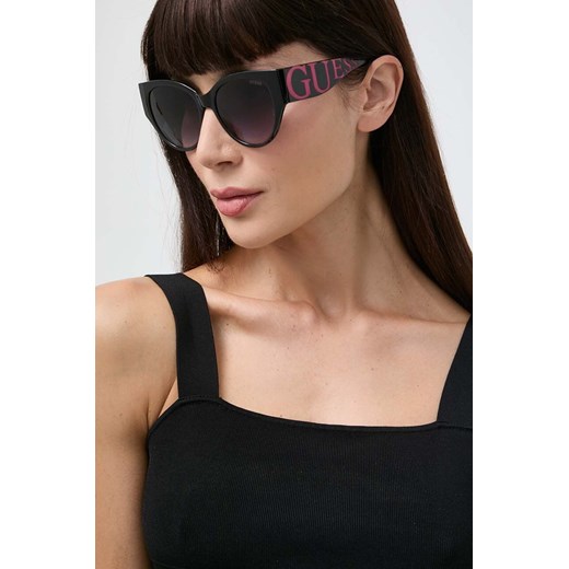 Guess okulary przeciwsłoneczne damskie kolor czarny ze sklepu ANSWEAR.com w kategorii Okulary przeciwsłoneczne damskie - zdjęcie 171185419