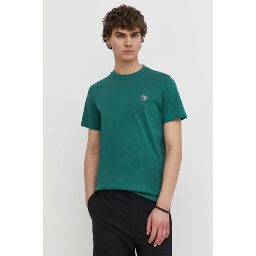 PS Paul Smith t-shirt bawełniany męski kolor zielony gładki M2R.010RZ.M20064 ze sklepu ANSWEAR.com w kategorii T-shirty męskie - zdjęcie 171185476