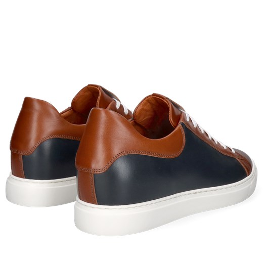 Granatowo-brązowe sneakersy podwyższające, buty ze skóry, Conhpol Dynamic, 37 Konopka Shoes