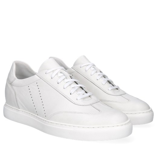 Białe sneakersy podwyższające, buty ze skóry, Conhpol Dynamic, SH2684-01 41 Konopka Shoes