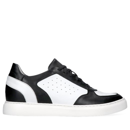 Biało-czarne sneakersy podwyższające, buty ze skóry, Conhpol Dynamic, SH2685-02 40 Konopka Shoes