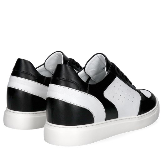 Biało-czarne sneakersy podwyższające, buty ze skóry, Conhpol Dynamic, SH2685-02 38 Konopka Shoes