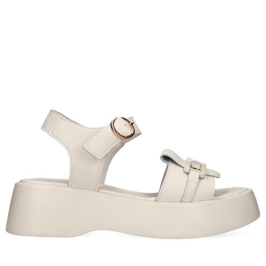 Wygodne, beżowe, damskie sandały ze skóry licowej, GG0010-01 ze sklepu Konopka Shoes w kategorii Sandały damskie - zdjęcie 171187585
